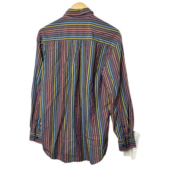 Alan Flasser Multi-Color Stripe Cotton Long Sleeve Button-Up Shirt Men's Medium - Picture 2 of 7